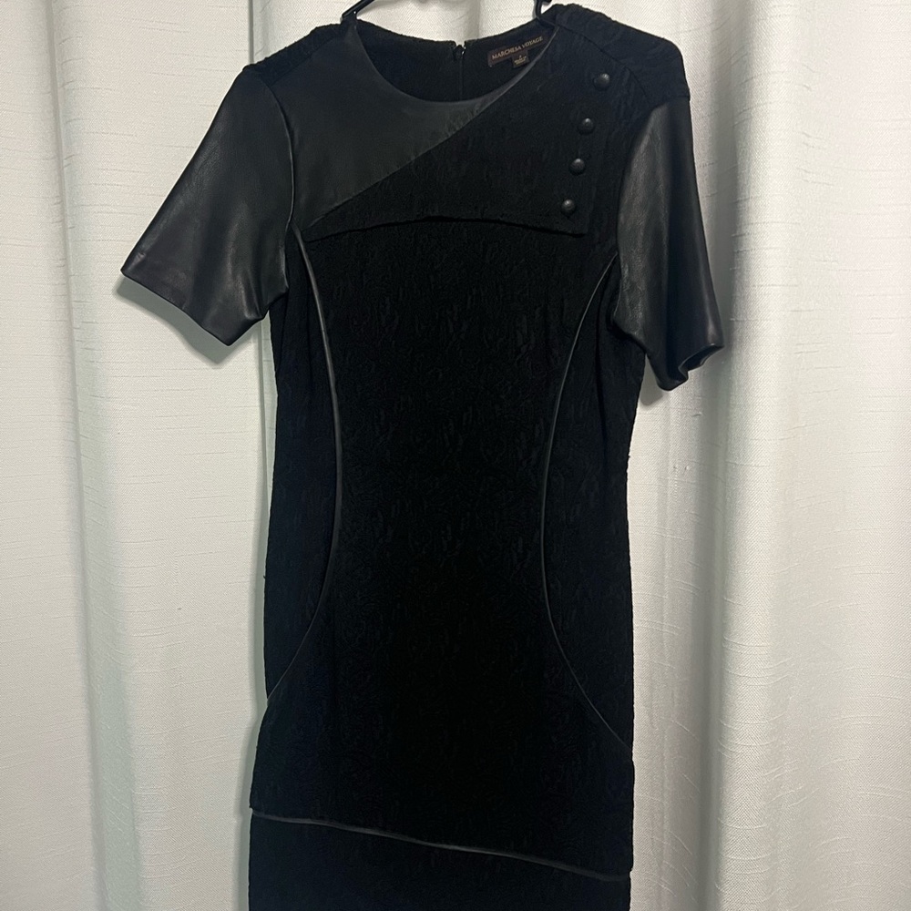 Marchesa black leather & fabric dress - size 2